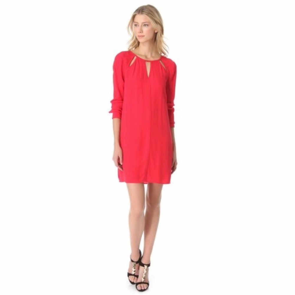 NWT BCBG Red Emmalise Long Sleeve Cutout Dress - Picture 3 of 8